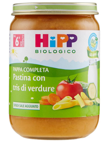  Baby Food, Hipp organic Pasta with tris of vegetables ,excellent raw materials